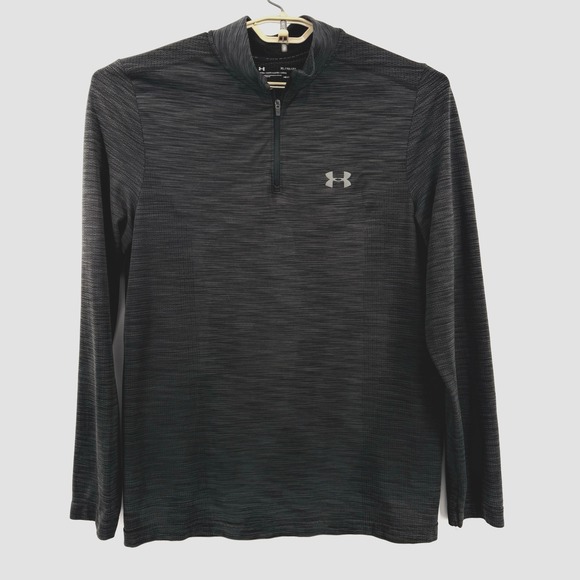 Under Armour Mens XL 1/4 Zip Long Sleeve Threadborne Fitted UA Heat Gear Grey - Picture 2 of 8